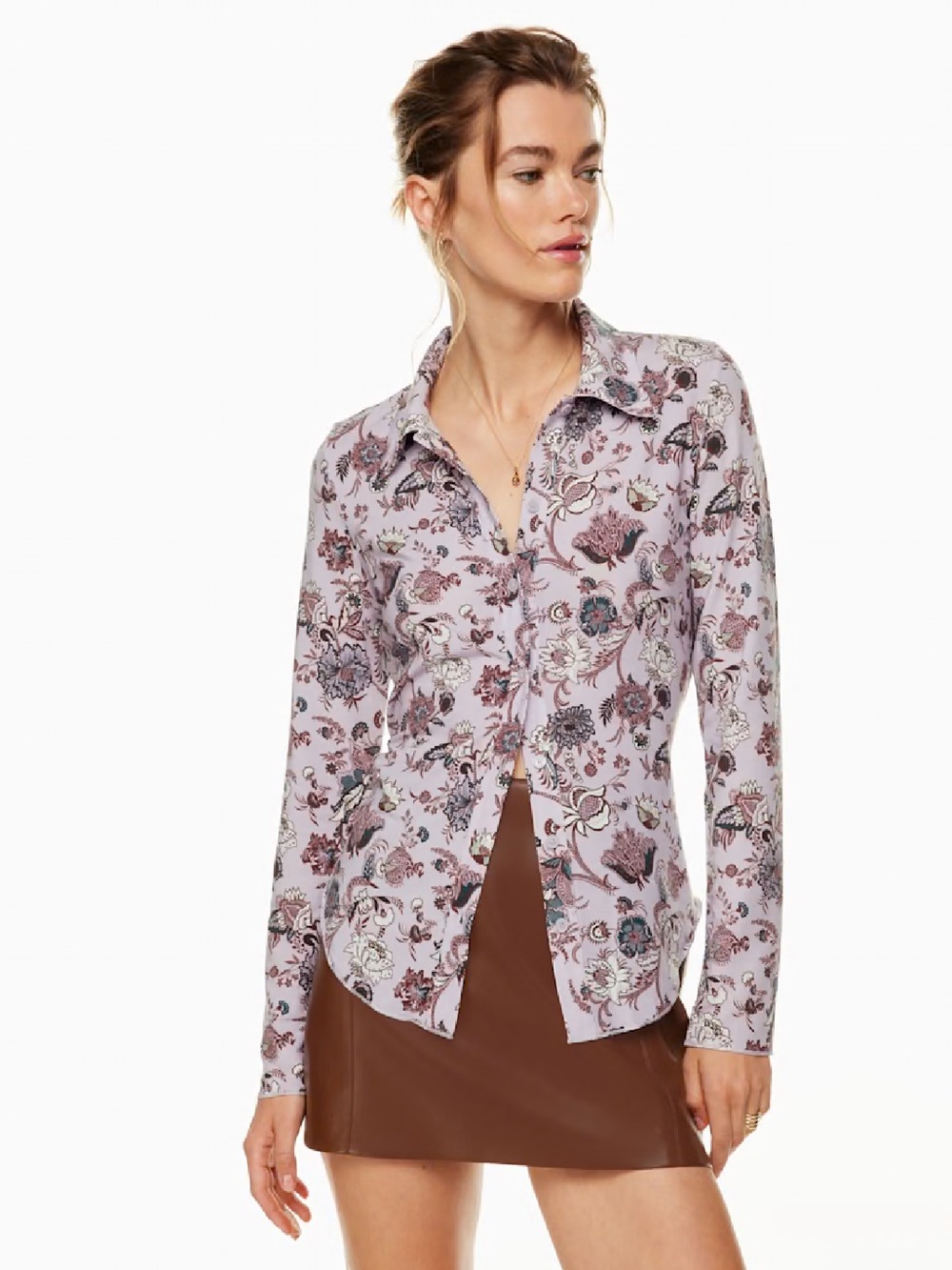 Wilfred Pose Lilac Floral Button-Down Shirt